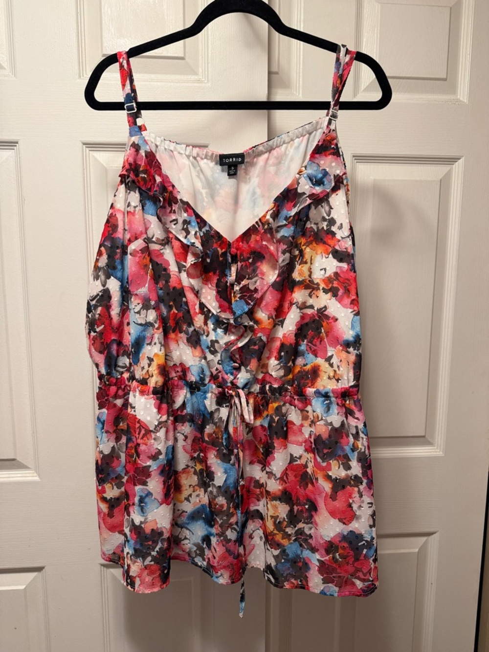 torrid Multicolor Floral Ruffle Tie-Waist Cami